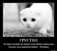 ГРУСТНО Ни один человек не может стать более чужим,чем тот,кого ты в прошлом любил... (Ремарк)