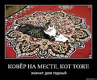 КОВЁР НА МЕСТЕ, КОТ ТОЖЕ значит дем годный
