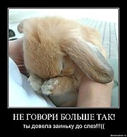 НЕ ГОВОРИ БОЛЬШЕ ТАК! ты довела заиньку до слез!!!((