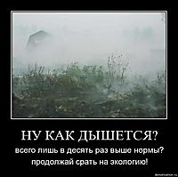 НУ КАК ДЫШЕТСЯ? всего лишь в десять раз выше нормы? продолжай срать на экологию!