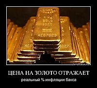 ЦЕНА НА ЗОЛОТО ОТРАЖАЕТ реальный % инфляции бакса