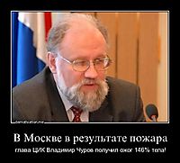 В Москве в результате пожара глава ЦИК Владимир Чуров получил ожог 146% тела!