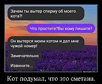 Кот подумал, что это сметана. 